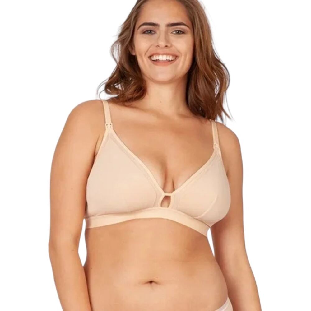 LIVELY Mesh Trim Triangle Cup Wire Free Maternity Tan Bralette Size Medium
